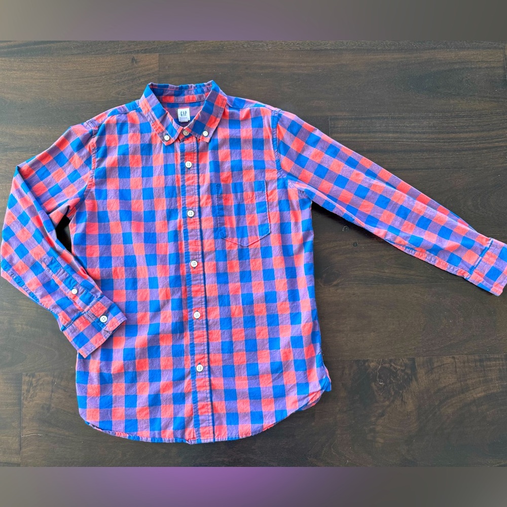 GAP boys XL (12) plaid button down shirt
